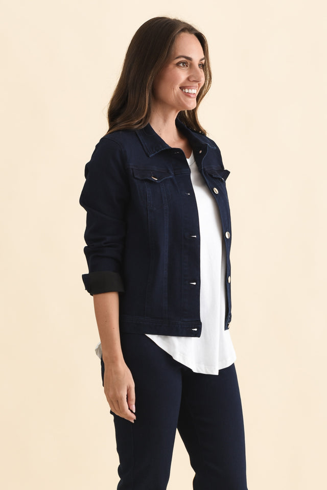 Siobhan Navy Stretch Jacket,Brunette model,alt text|model:MJ image 5