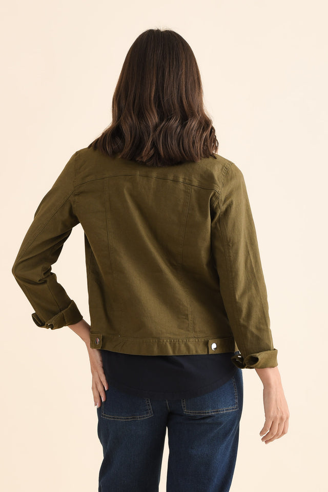 Siobhan Olive Stretch Jacket,Back,Brunette model,alt text|model:MJ image 5