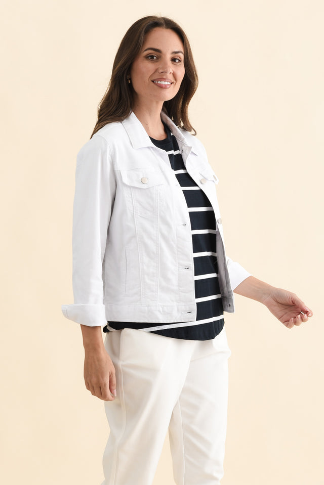 Siobhan White Stretch Jacket,Brunette model,alt text|model:MJ image 5