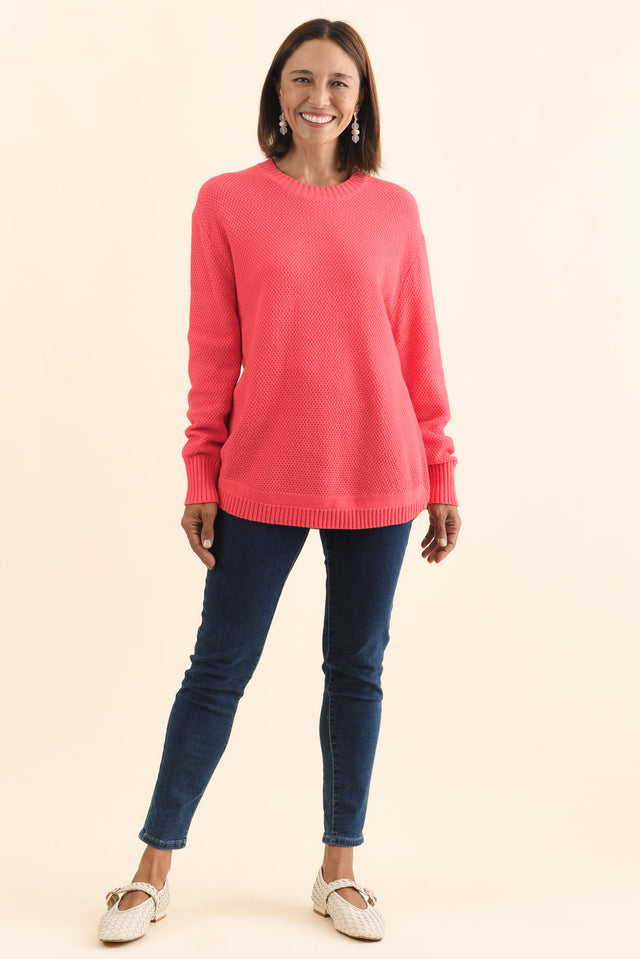 Skylar Coral Cotton Blend Knit Jumper,Brunette model,alt text|model:Cara image 7