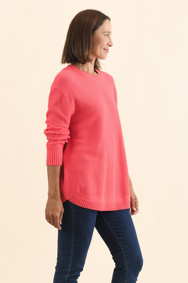 Skylar Coral Cotton Blend Knit Jumper,Brunette model,alt text|model:Cara image 4