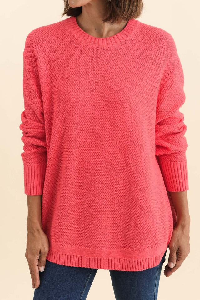 Skylar Coral Cotton Blend Knit Jumper,Brunette model,alt text|model:Cara image 6