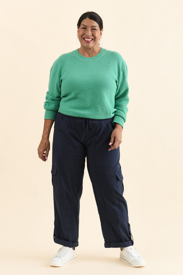 Colette Navy Cargo Pants,Full Body,Brunette model,alt text|model:Pilita image 11