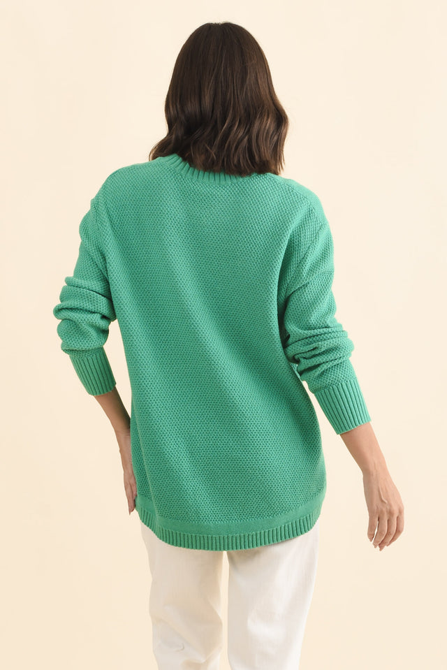 Skylar Green Cotton Blend Knit Jumper,Brunette model,alt text|model:MJ image 5