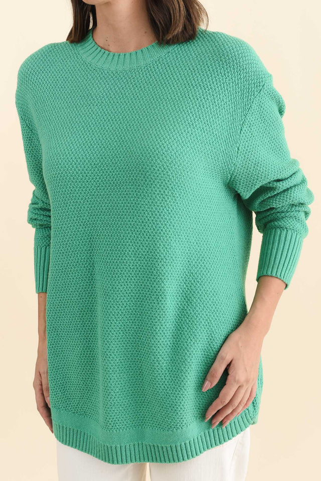 Skylar Green Cotton Blend Knit Jumper,Brunette model,alt text|model:MJ image 6