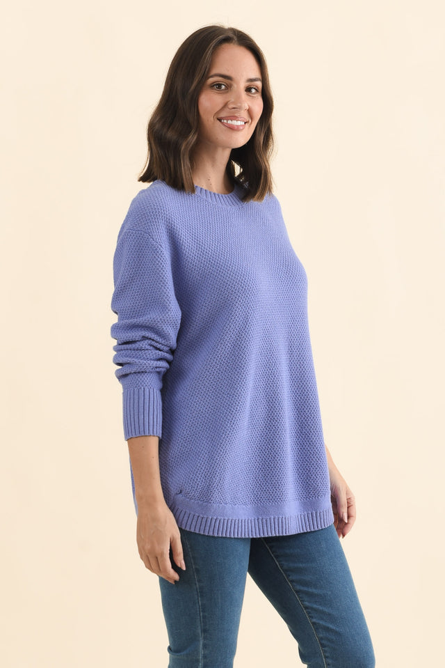 Skylar Lilac Cotton Blend Knit Jumper,Brunette model,alt text|model:MJ image 5