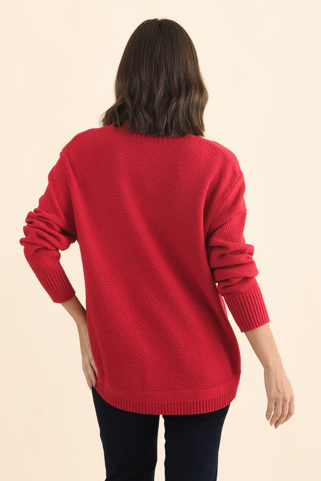 Skylar Red Cotton Blend Knit Jumper,Brunette model,alt text|model:MJ image 6