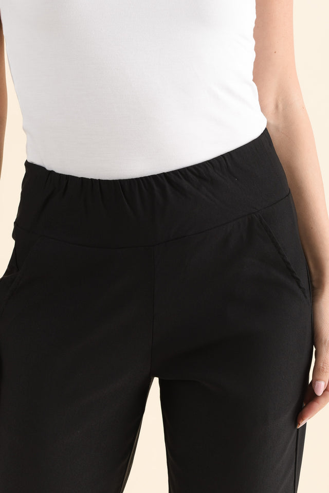 SmartFlex Black Straight Leg Pants,Detail,Brunette model,alt text|model:MJ image 5