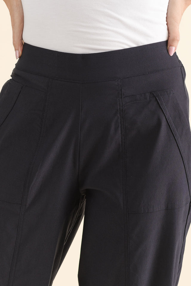 SmartFlex Navy Barrel Pants,Detail,Brunette model,alt text|model:MJ image 5