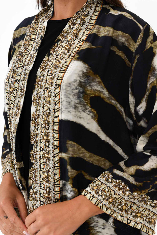 Snow Leopard Silk Short Kimono