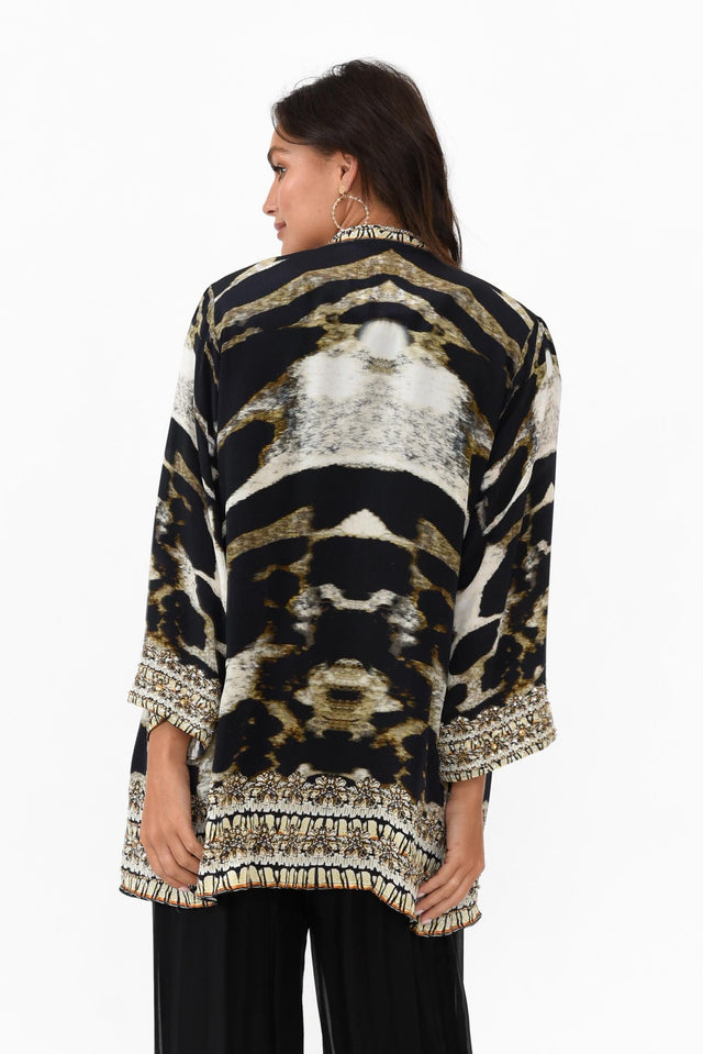Snow Leopard Silk Short Kimono