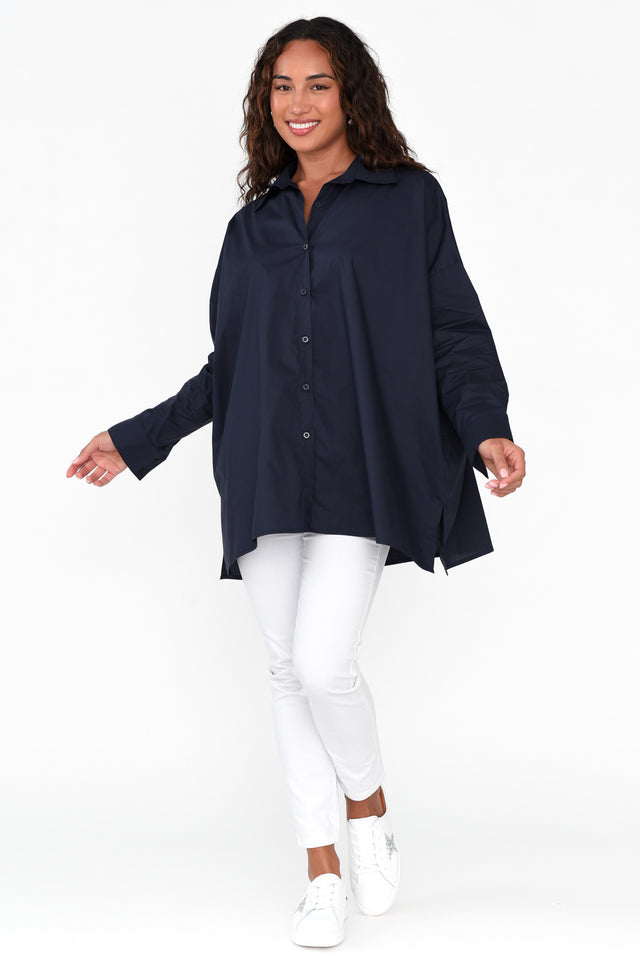 Solara Navy Cotton Poplin Shirt