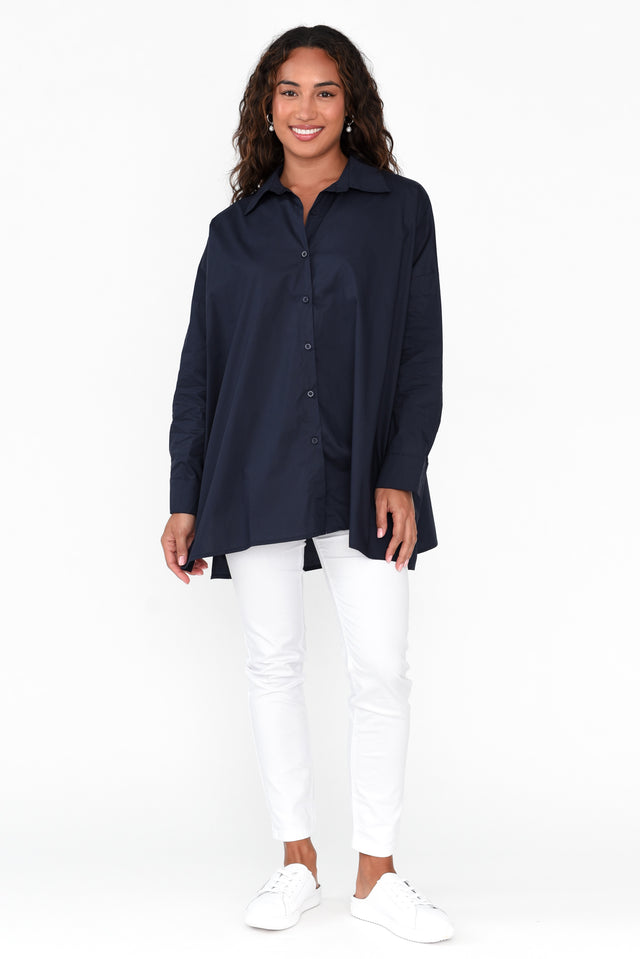 Solara Navy Cotton Poplin Shirt