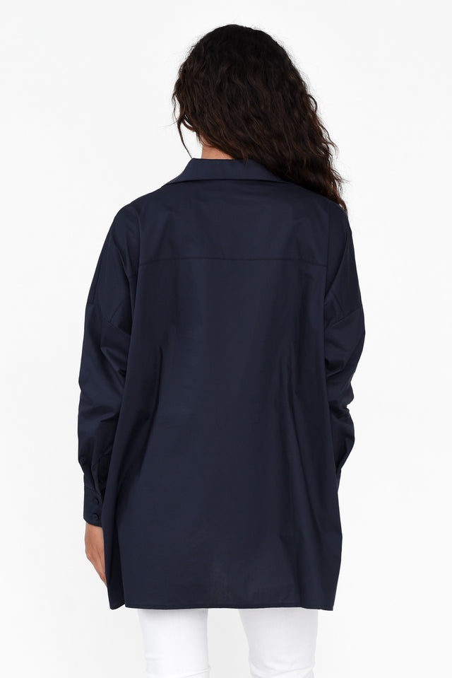 Solara Navy Cotton Poplin Shirt