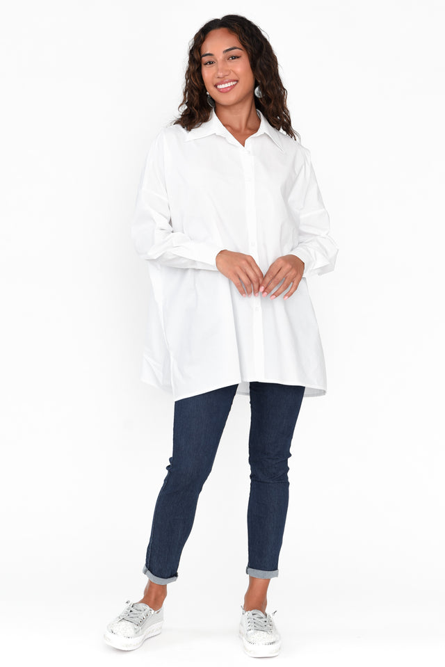 Solara White Cotton Poplin Shirt