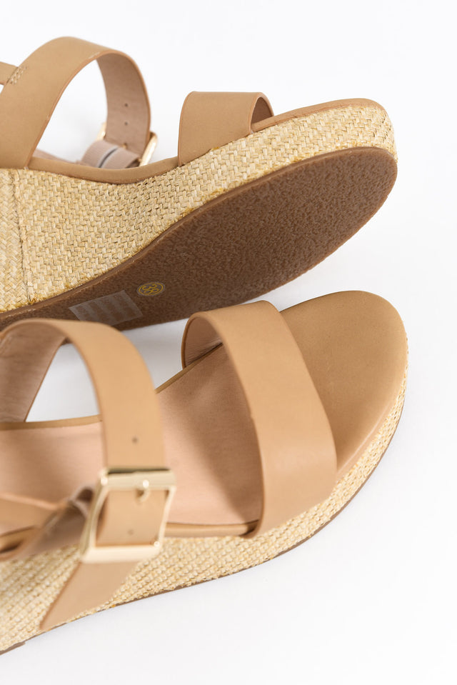 Soldana Nude Leather Buckle Wedge