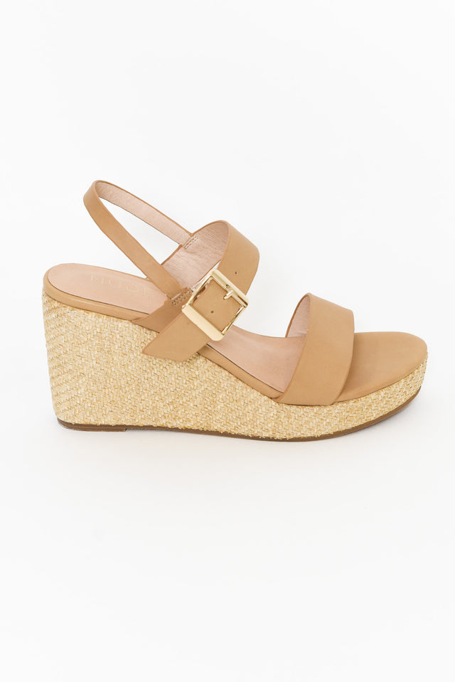 Soldana Nude Leather Buckle Wedge