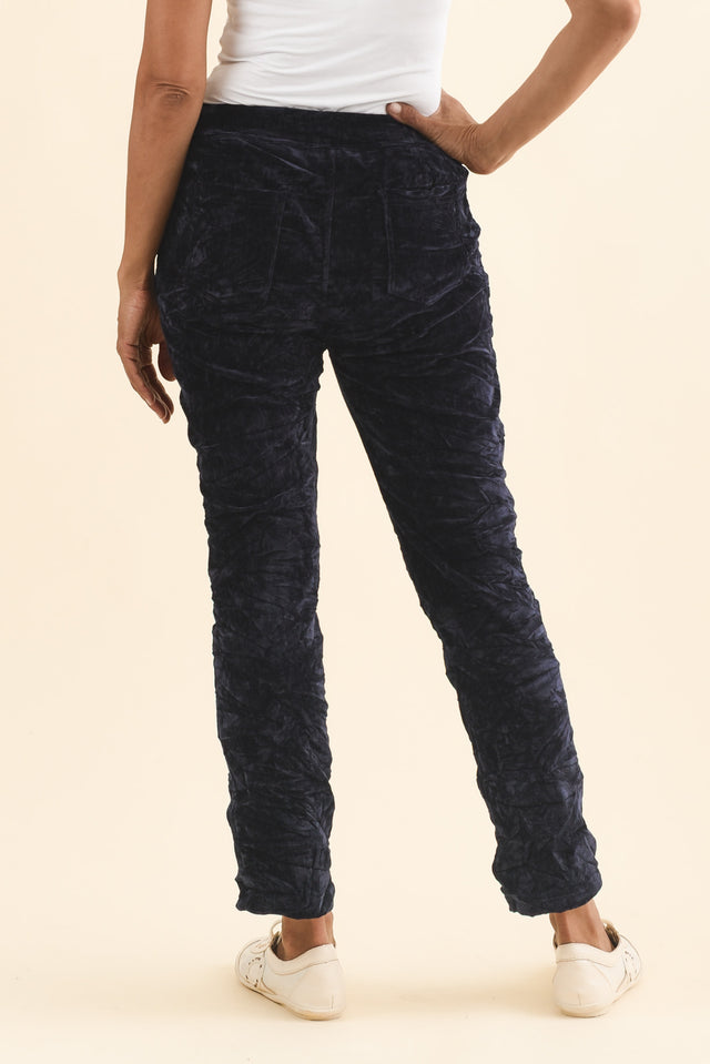 Soleil Navy Drawstring Pants,Brunette model,alt text|model:Cara image 5