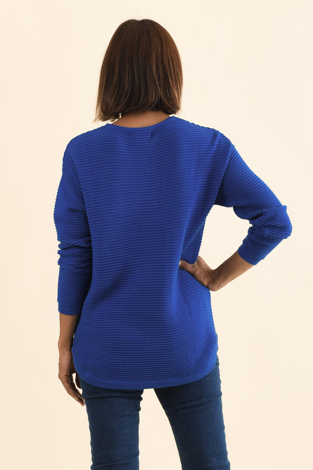 Somer Cobalt Organic Cotton Knit Jumper,Brunette model,alt text|model:Cara image 5
