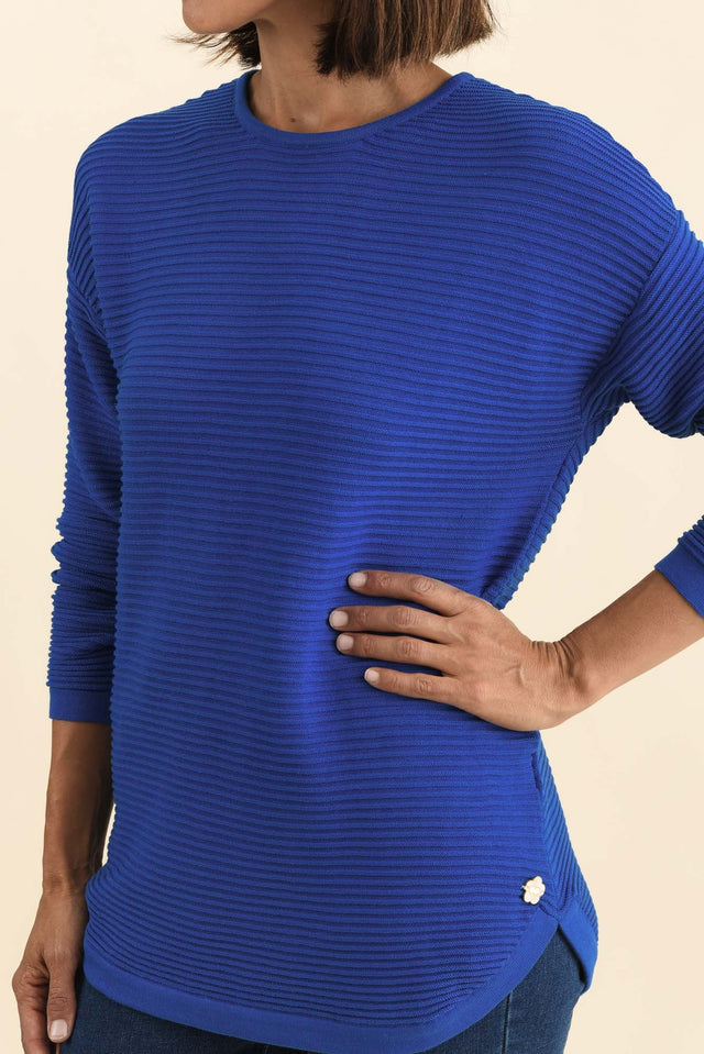 Somer Cobalt Organic Cotton Knit Jumper,Brunette model,alt text|model:Cara image 6
