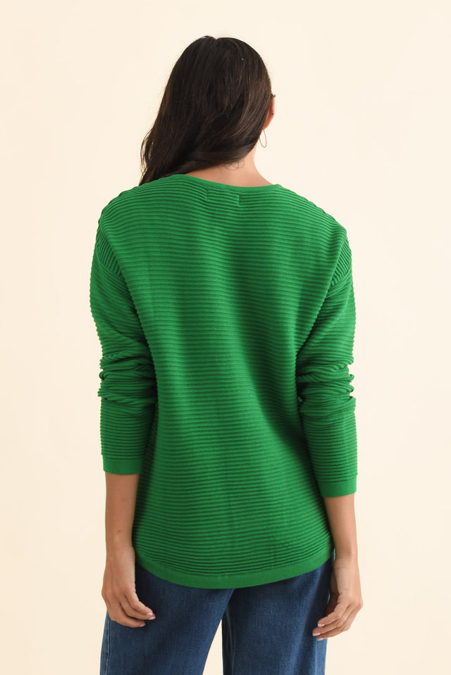 Somer Forest Green Organic Cotton Knit Jumper,Brunette model,alt text|model:Brontie image 5