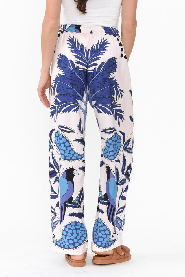 Sona Blue Tropical Wide Leg Pants,Brunette model,alt text|model:Elouise image 7