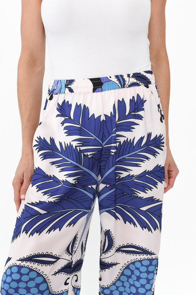 Sona Blue Tropical Wide Leg Pants,Brunette model,alt text|model:Elouise image 8