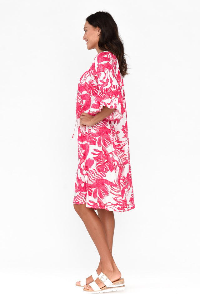 Sophia Fuchsia Palm Bell Sleeve Dress image 3