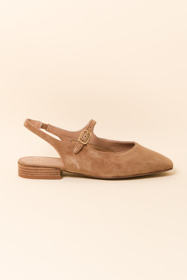 Sophina Camel Suede Slingback Mule
