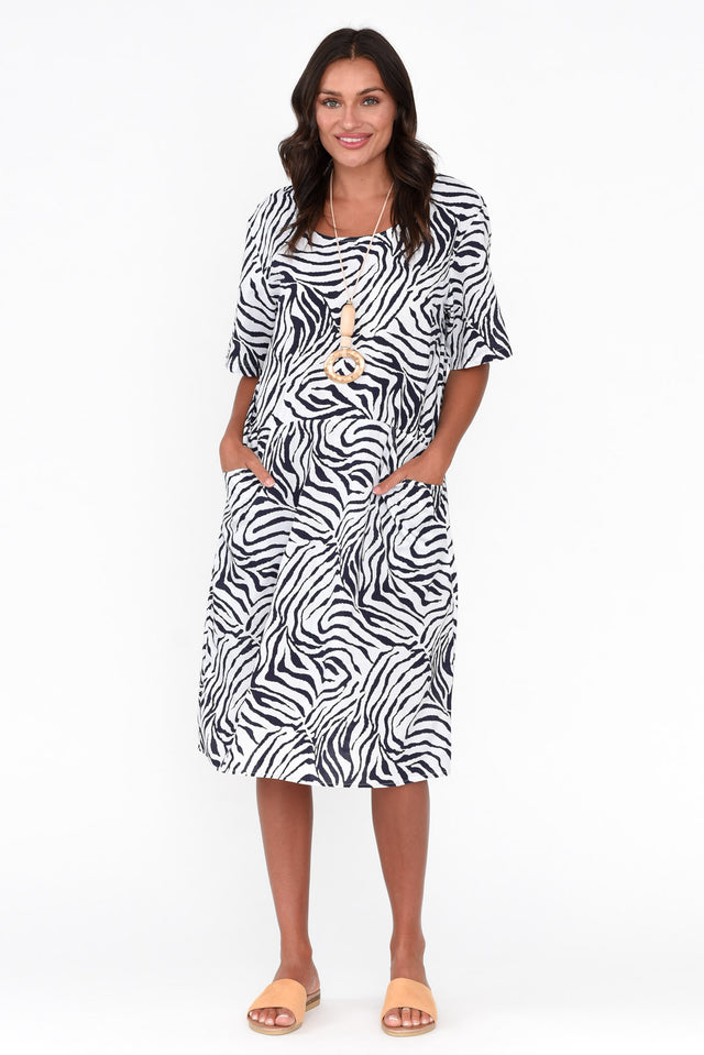 Sorrel Navy Zebra Cotton Dress image 2