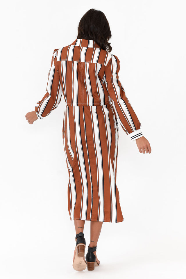 Sorrento Tan Stripe Cotton Shirt Dress