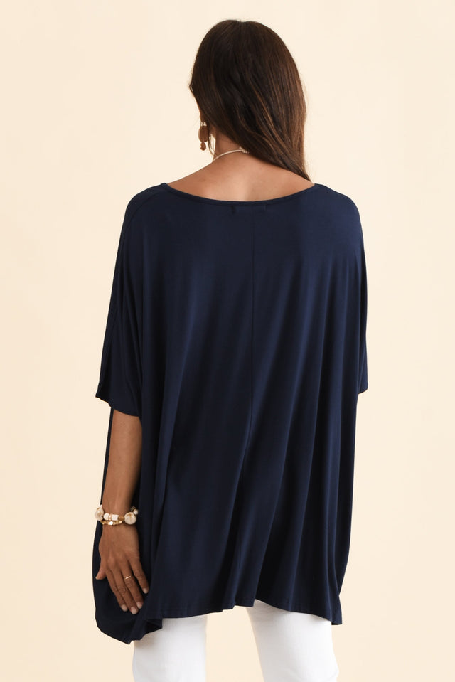 Sorronda Navy Bamboo Batwing Top,Brunette model,alt text|model:Cara image 6