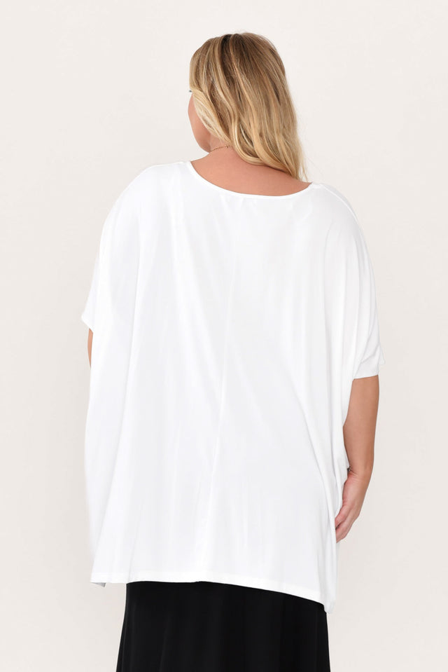 Sorronda White Bamboo Batwing Top,Blonde model,plus-size,curve-tops,plus-size-sleeved-tops,plus-size-tunics,alt text|model:Caitlin