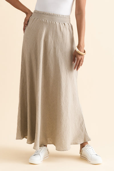 Sottana Beige Linen Maxi Skirt