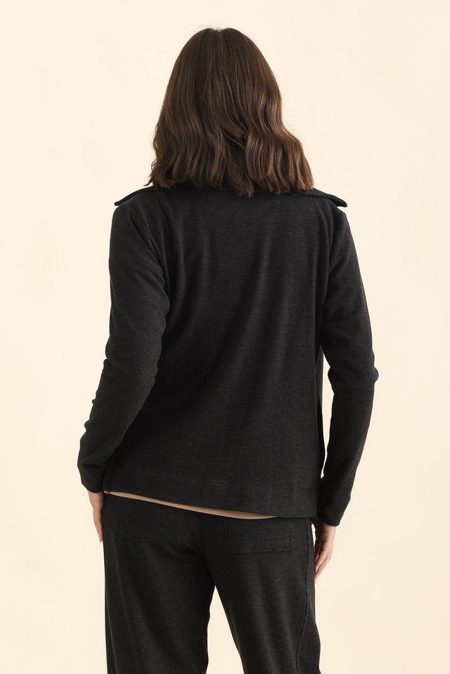 Souffle-Touch Charcoal Zip Jacket,Brunette model,alt text|model:MJ image 4