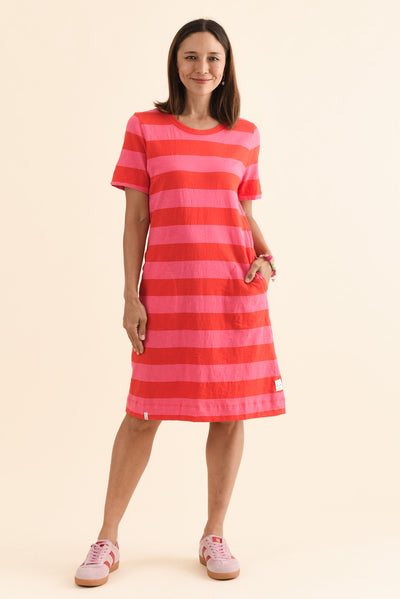 Spritz Pink Stripe Cotton Tee Dress