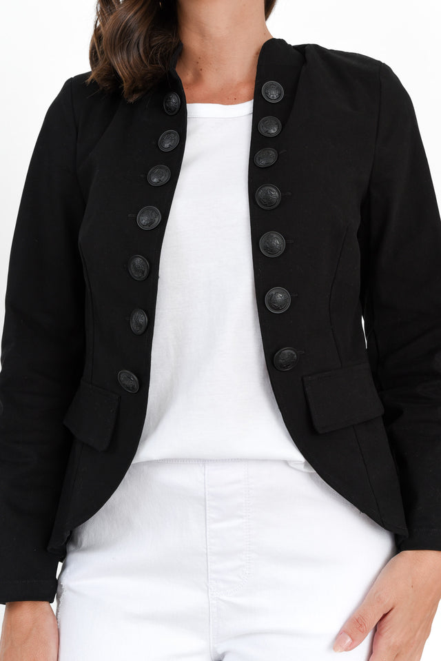Stacey Black Cotton Military Jacket image 5