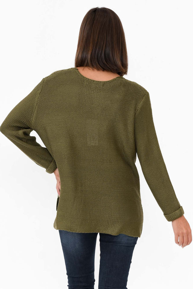 Stanley Olive Knit Button Jumper