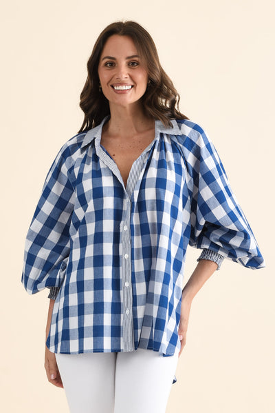 Stephens Navy Check Cotton Shirt