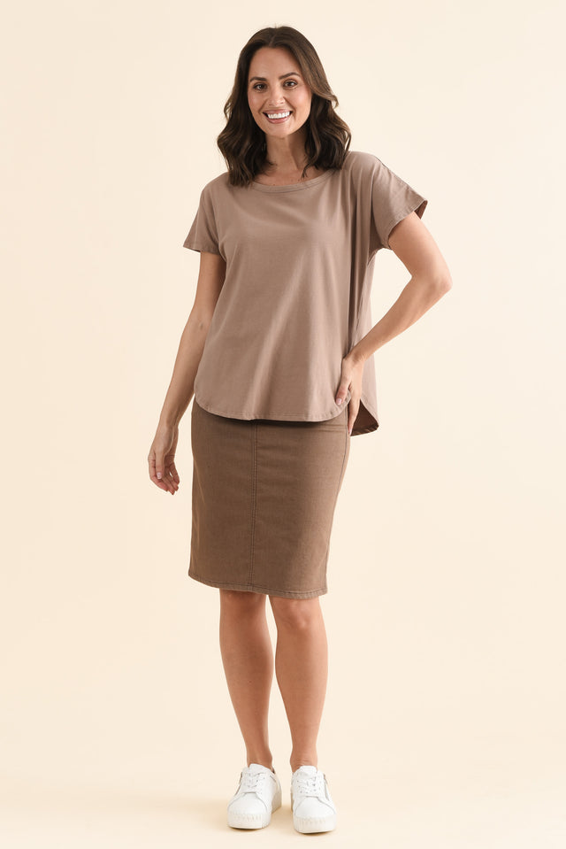 Stevie Taupe Cotton Tee
