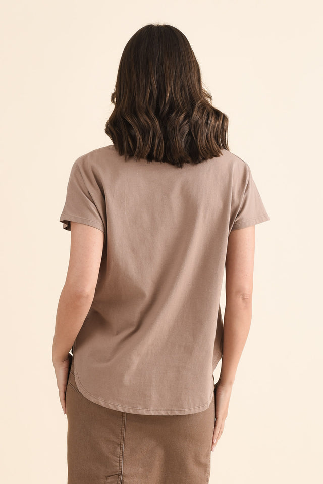 Stevie Taupe Cotton Tee image 4