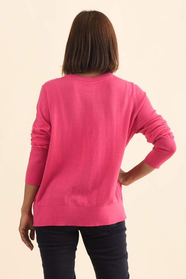 Sunny Pink Long Sleeve Knit Top,Brunette model,alt text|model:Cara image 5