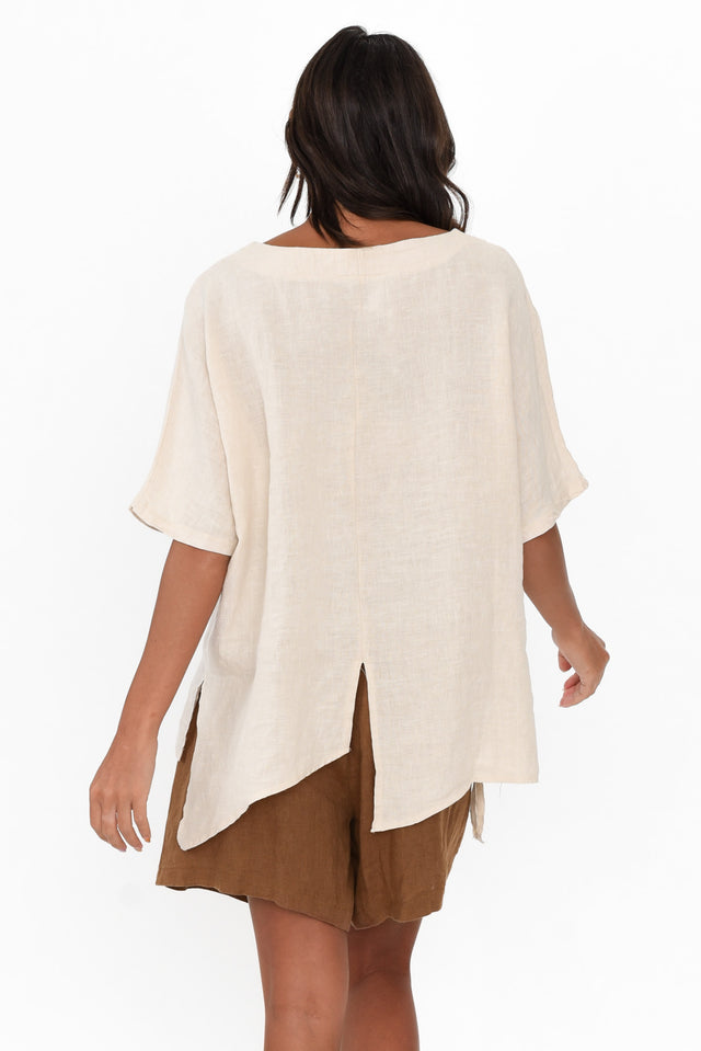 Sura Beige Linen Top