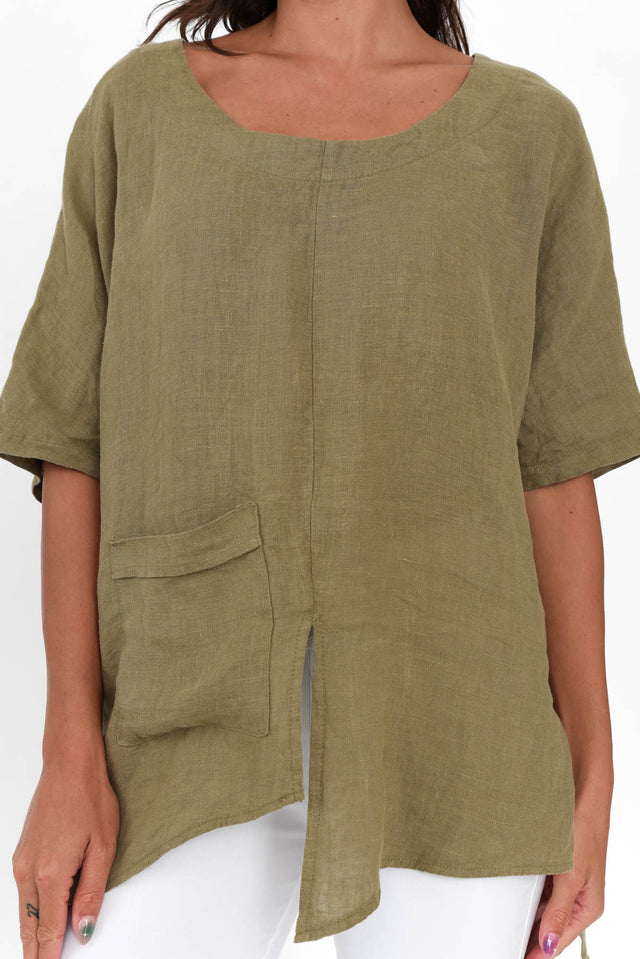Sura Khaki Linen Top