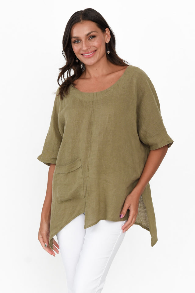 Sura Khaki Linen Top