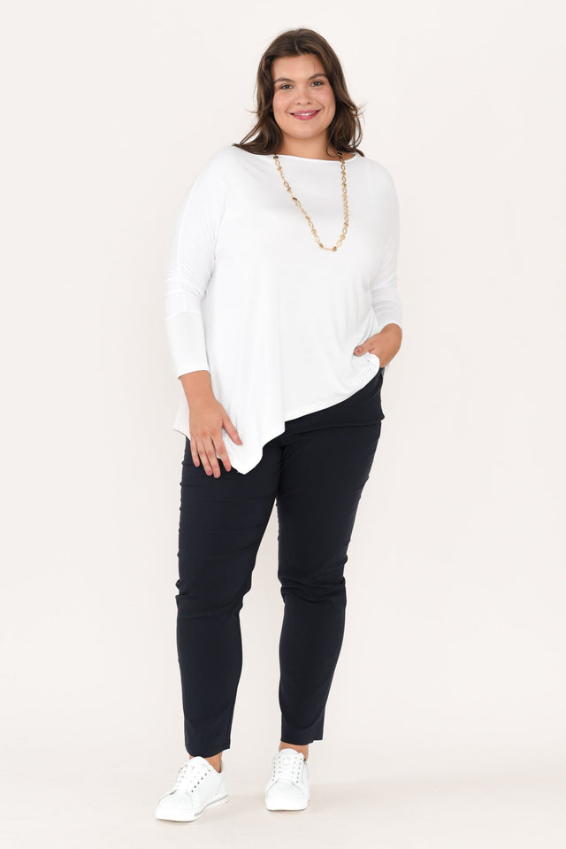 Susie White Asymmetrical Bamboo Top,Brunette model,alt text|model:Gabby image 12