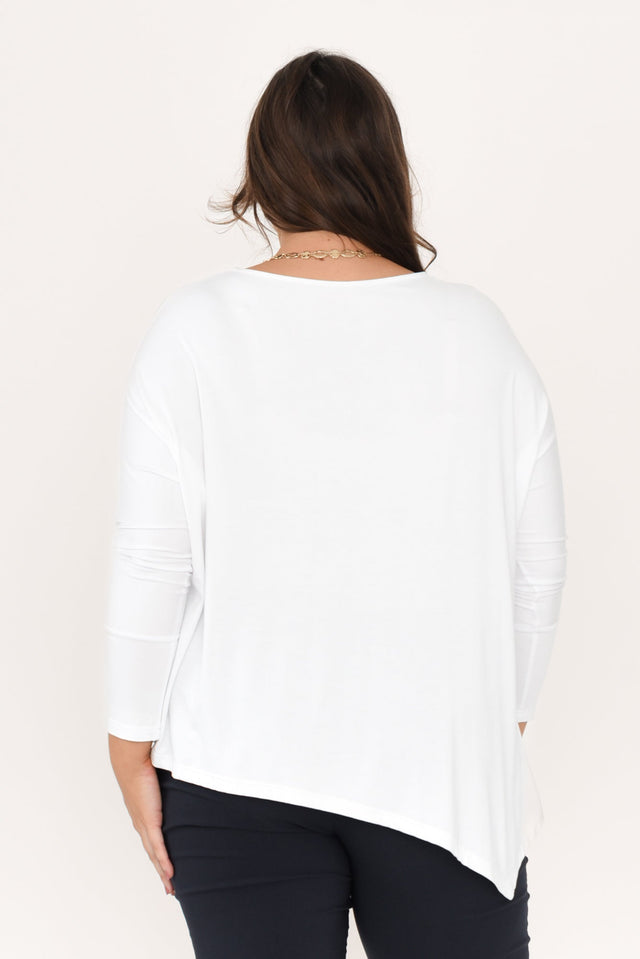 Susie White Asymmetrical Bamboo Top,Brunette model,alt text|model:Gabby image 14