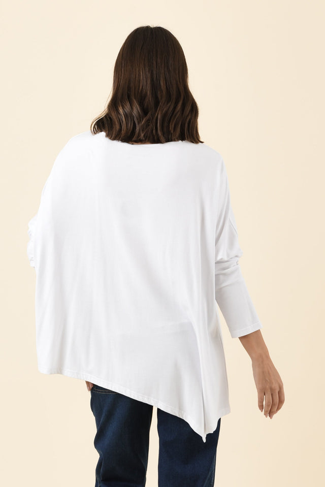 Susie White Asymmetrical Bamboo Top,Brunette model,alt text|model:MJ image 5