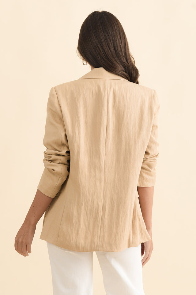 Sutton Beige Collared Blazer,Brunette model,alt text|model:MJ image 5