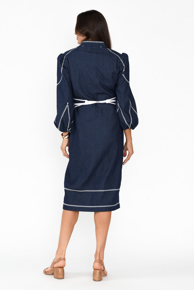 Swanson Dark Denim Cotton Dress,Brunette model,alt text|model:Elouise image 6